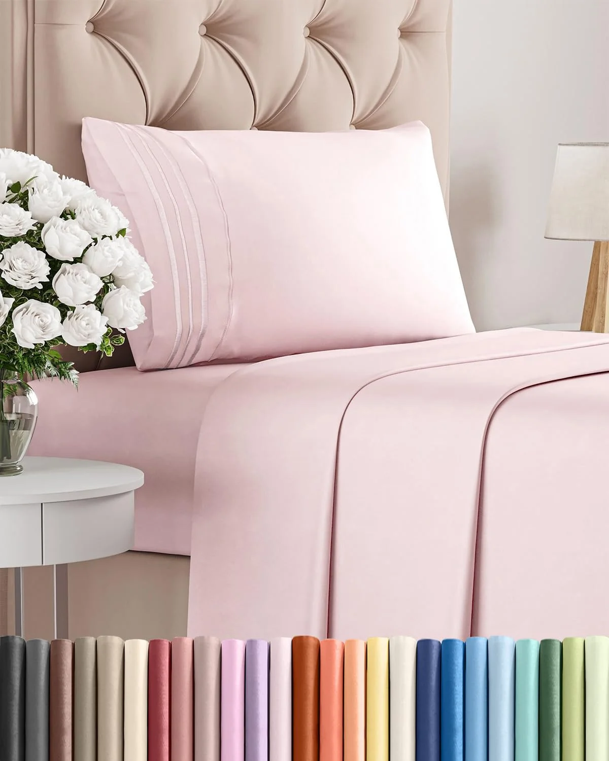 Juego de sábanas Twin 3 piezas microfibra rosa lavanda