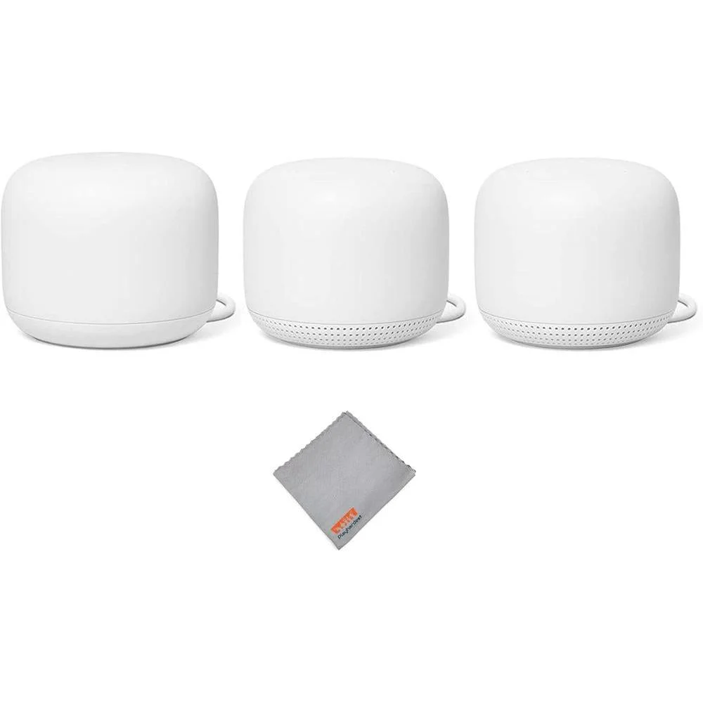 Router y extensor Nest WiFi con altavoz inteligente, compatible con Google WiFi, color blanco, paquete de 3