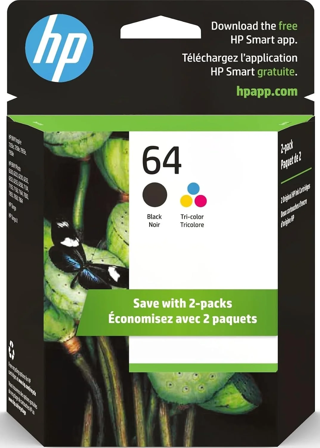 Cartuchos de tinta HP 64 negro y tricolor pack combo