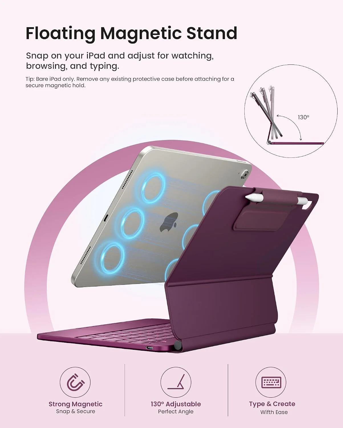 Funda con Teclado typecase Edge para iPad 11" (A16) / 10.ª Gen - Frambuesa