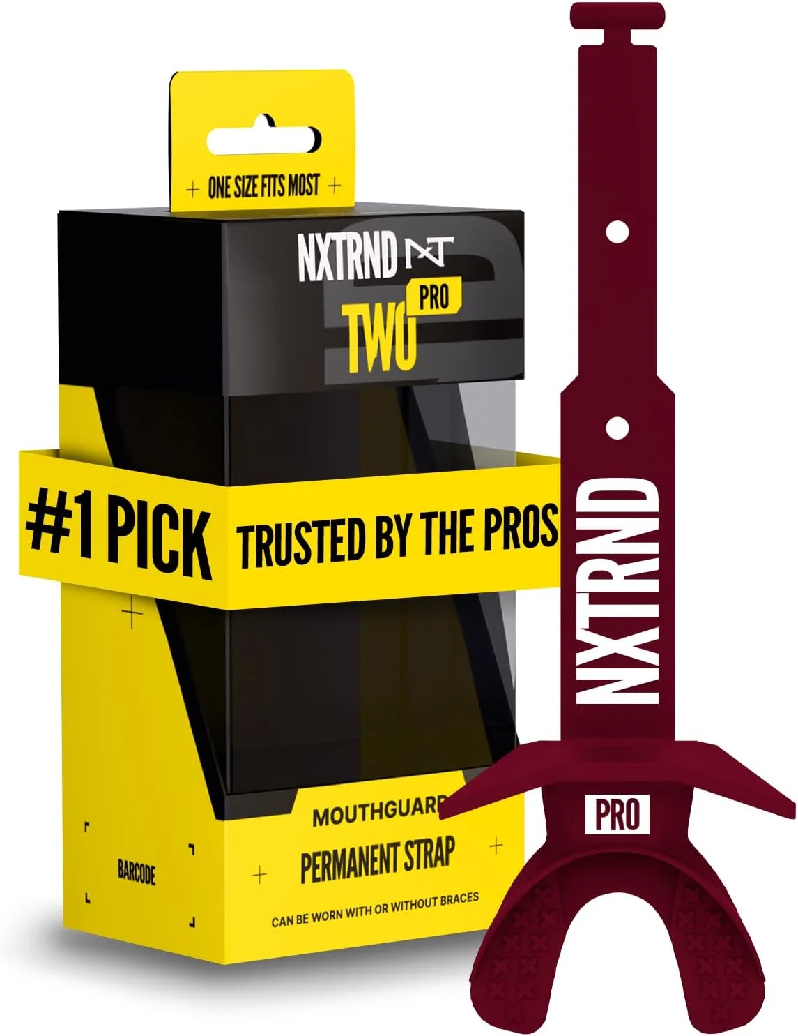 Protector bucal Nxtrnd Two Pro para fútbol americano con correa permanente, talla única, color Burdeo