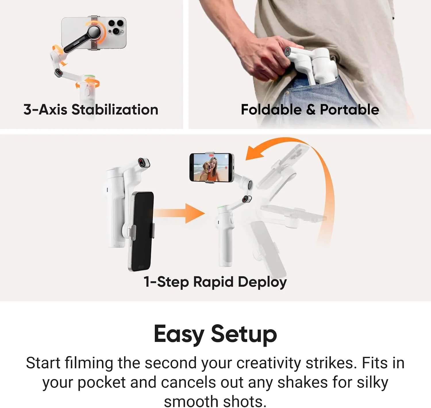 Insta360 Flow 2 Pro - Stone Grey — Estabilizador gimbal para celular con IA