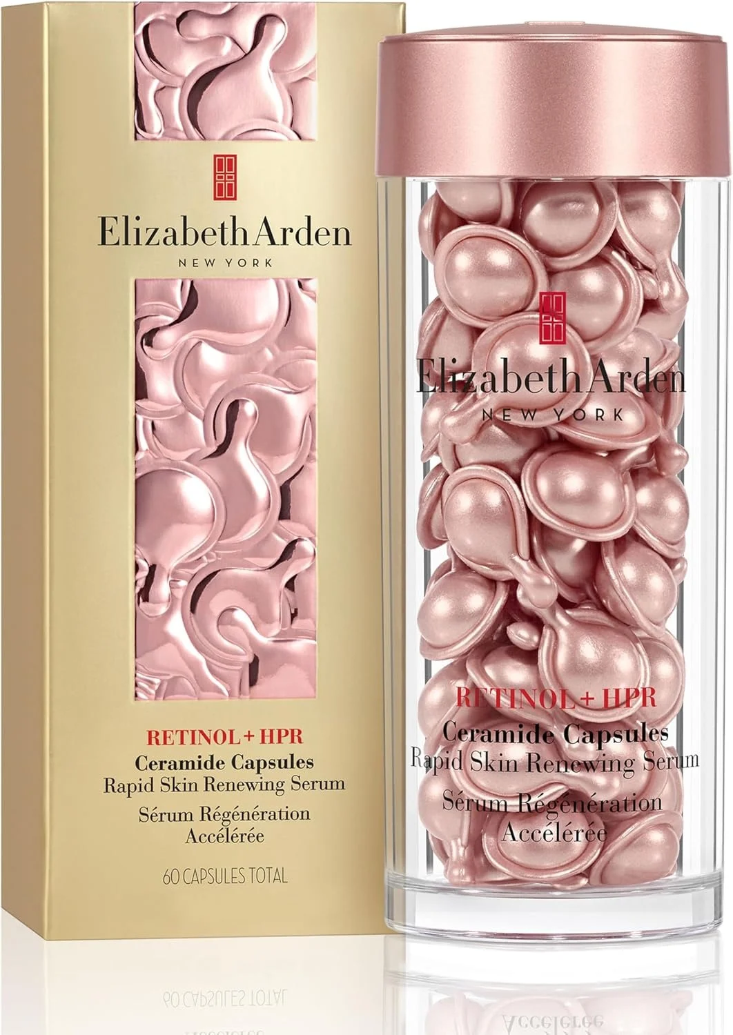 Elizabeth Arden Retinol + HPR Ceramide Rapid Skin Renewing Anti-Aging Face Serum Capsules, Fine Lines & Wrinkles Treatment with Peptides, Vitamin E, & Niacinamide