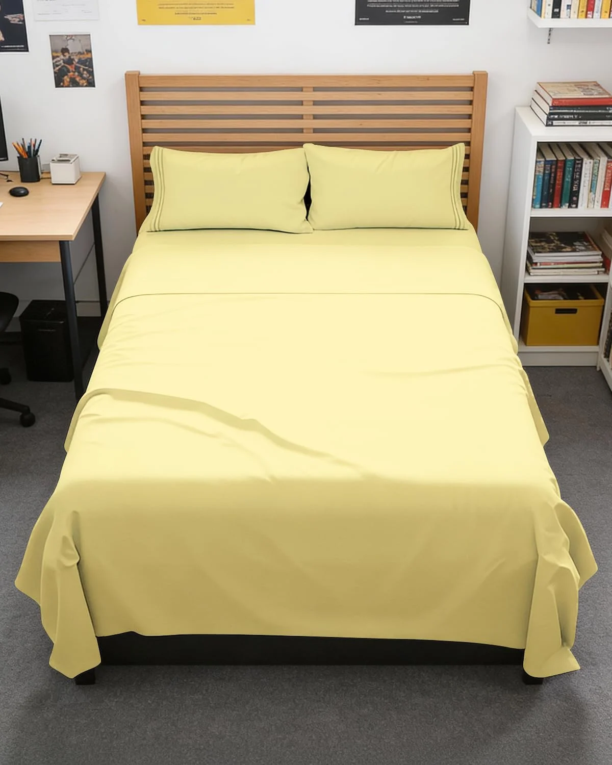 Juego de sábanas Full XL 4 piezas CGK Unlimited amarillo