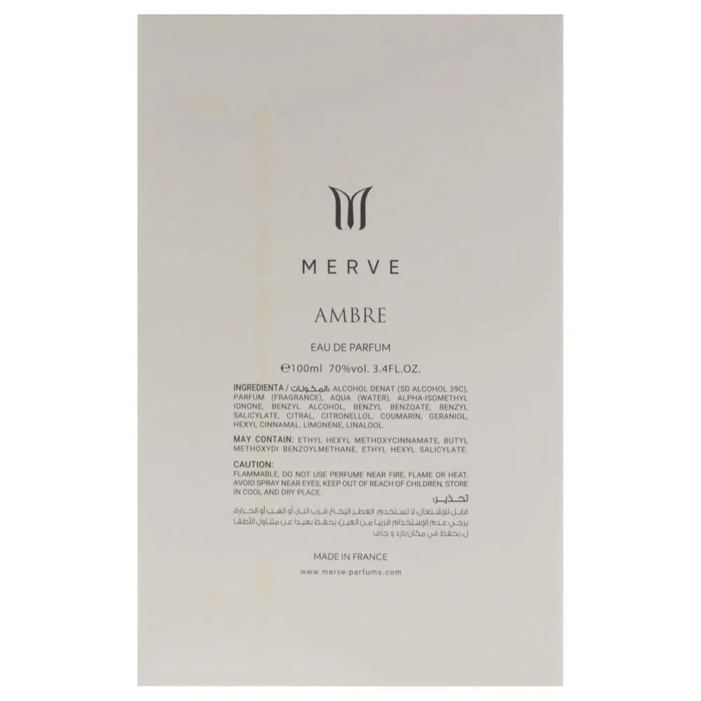Merve Ambre para Mujer - Eau de Parfum Spray con elixir de caramelo, vainilla y ámbar
