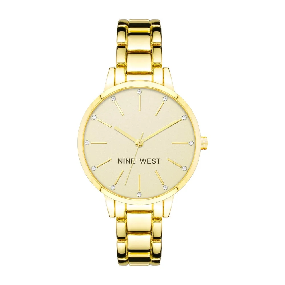 Reloj de pulsera Nine West Crystal Accented Bracelet Watch dorado