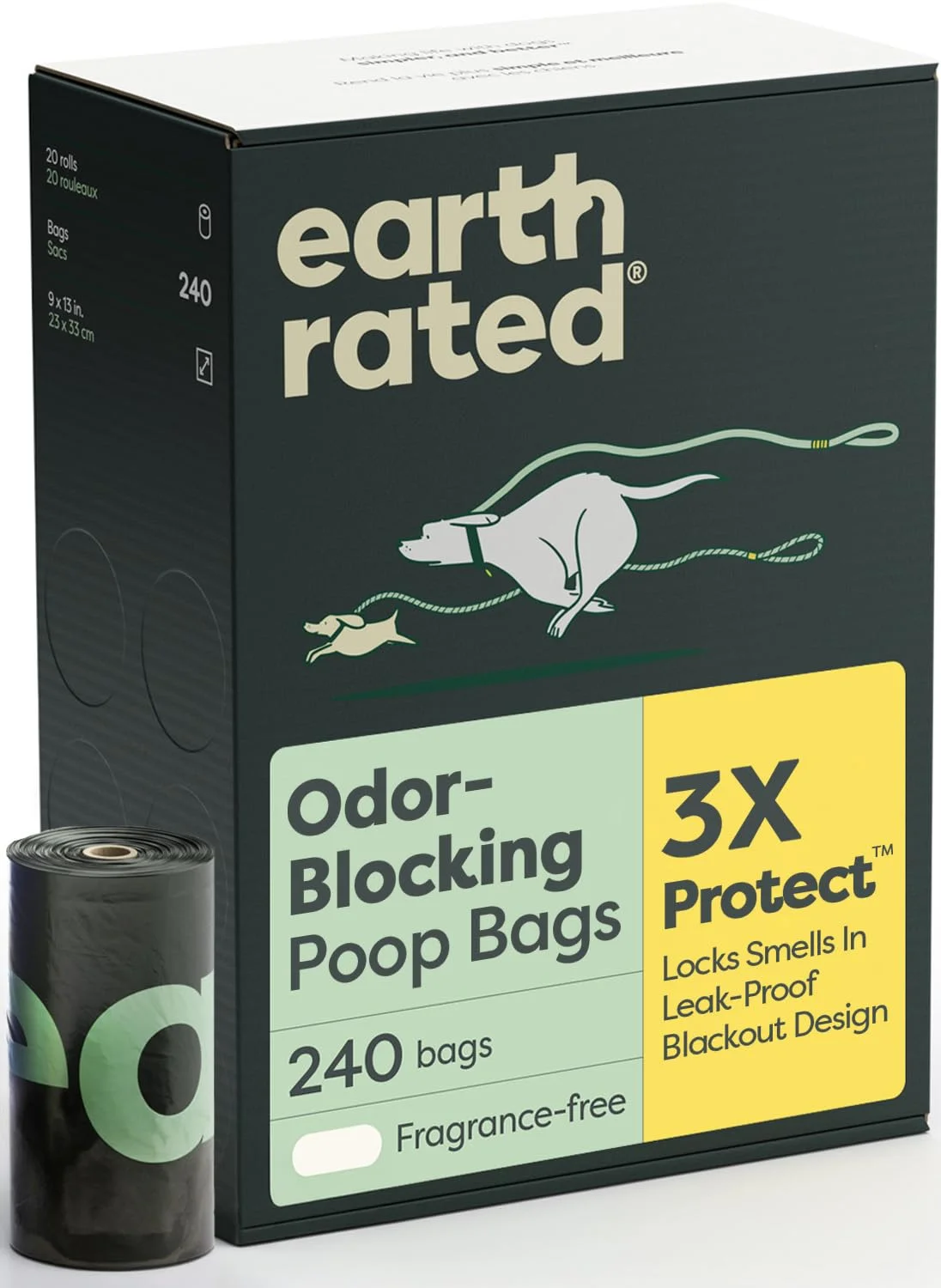 Bolsas para desechos de perro Earth Rated 3X Protect, 240 unidades