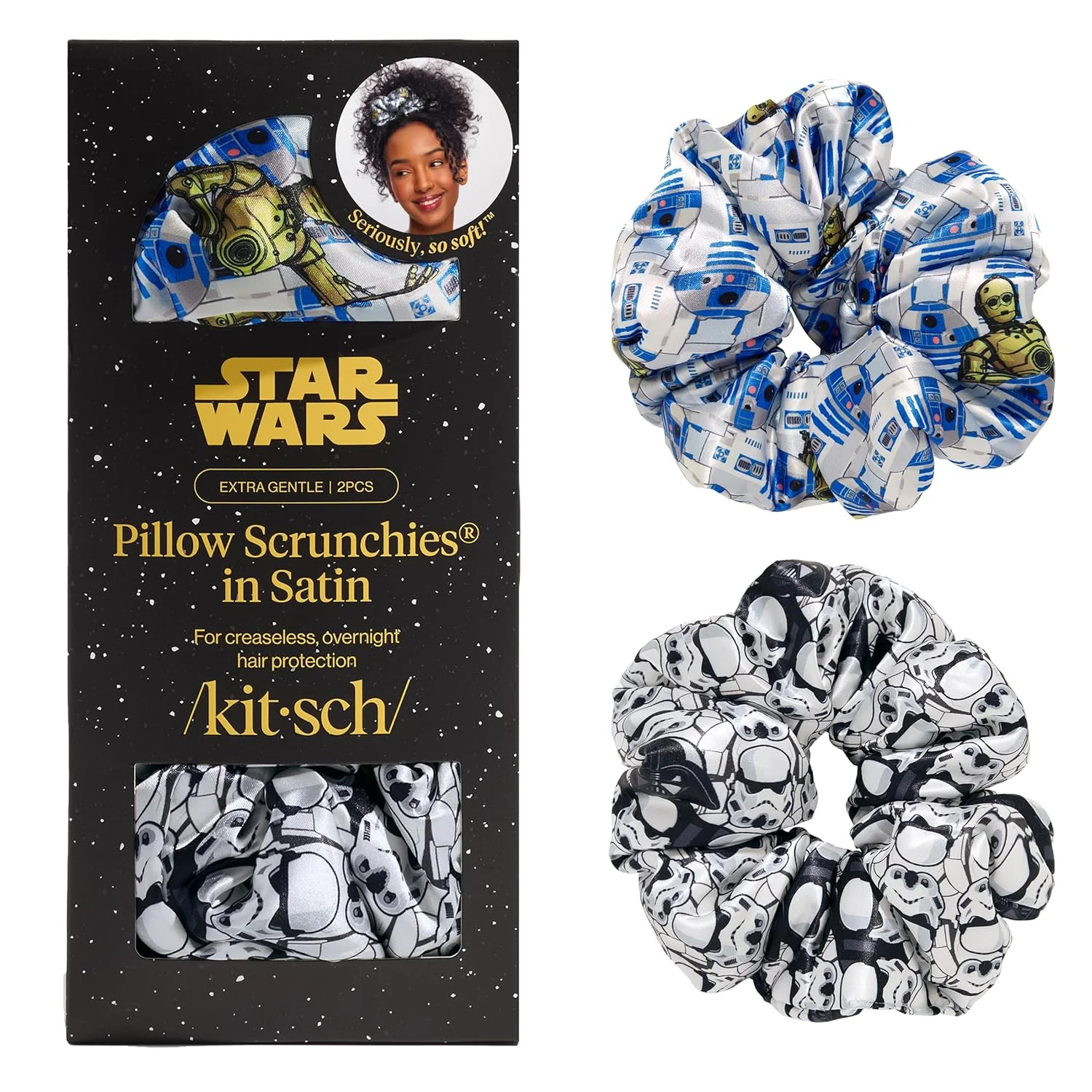 Scrunchies de satén Kitsch x Star Wars R2-D2 & Stormtrooper, 2 piezas