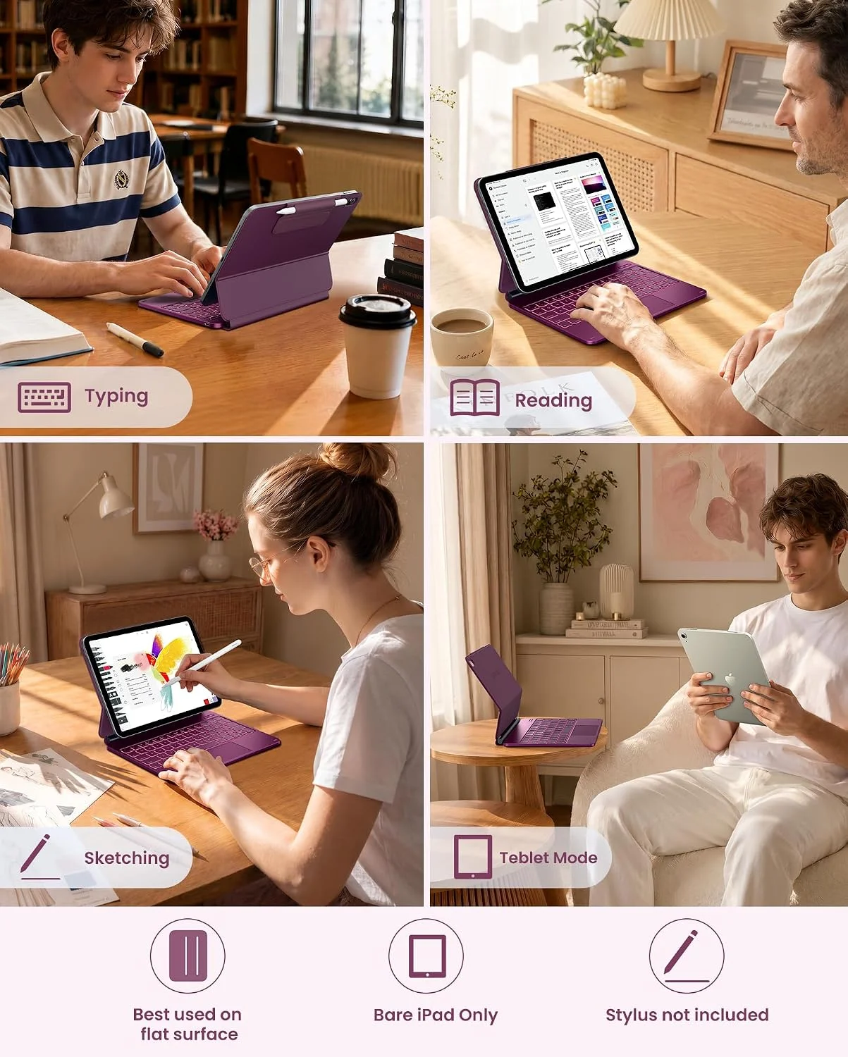 Funda con Teclado typecase Edge para iPad 11" (A16) / 10.ª Gen - Frambuesa