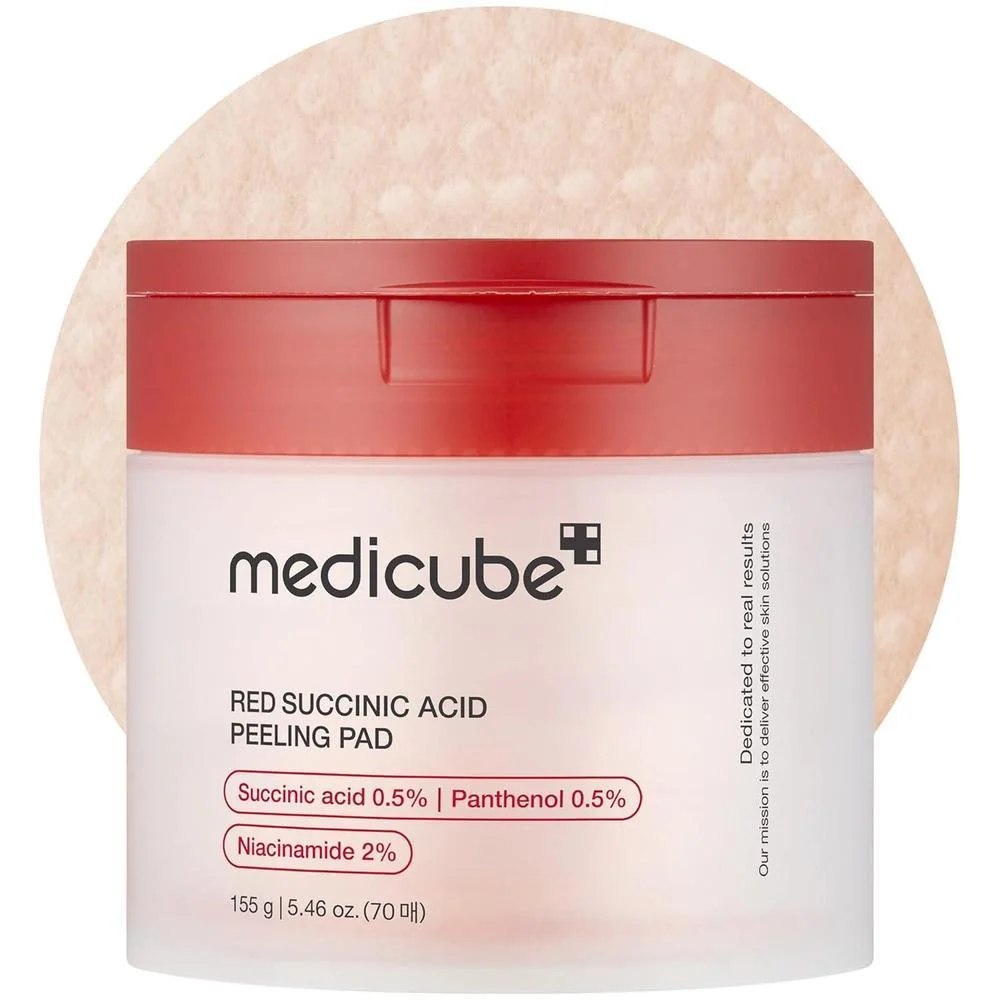 medicube Toner Pads Red Succinic Acid Panthenol Facial Peeling Pad | Exfoliating Toner Pad for Breakout-Prone Skin | Niacinamide, AHA, BHA, and Soothing Panthenol - Non-Comedogenic, 70 Pads (1 Pack) - Kojic Acid Turmeric Pads / 70 Count (Pack of 1)