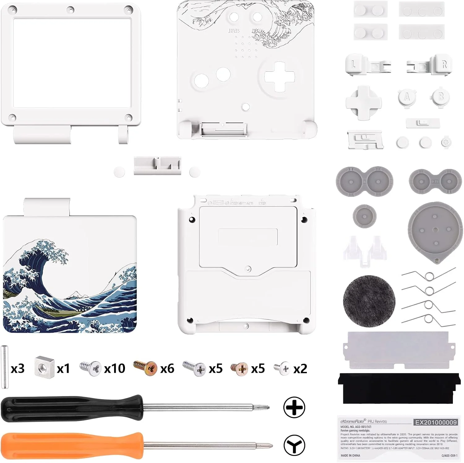 Estuche de reemplazo eXtremeRate The Great Wave para Game Boy Advance SP