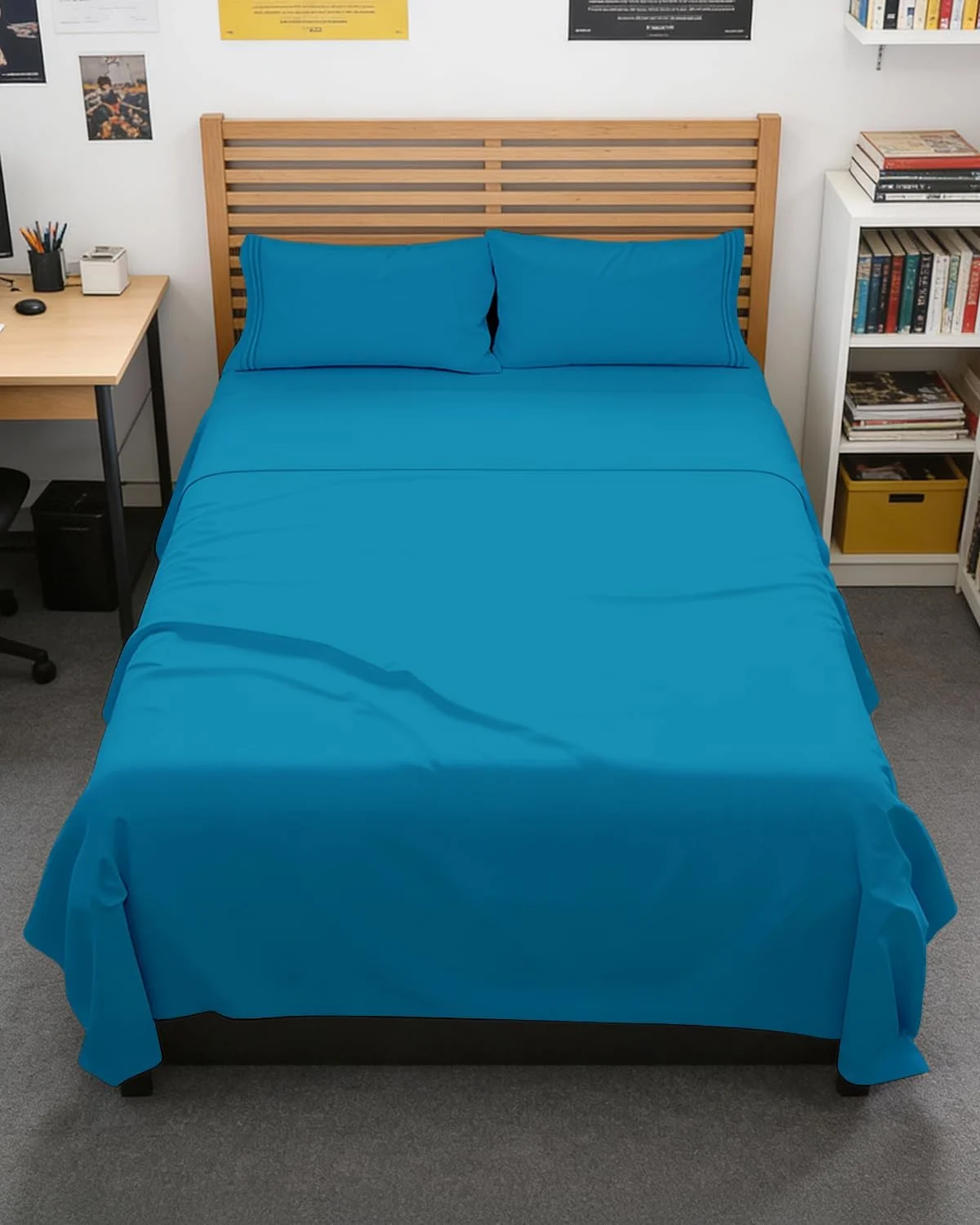 Juego de sábanas Full XL 4 piezas CGK Unlimited azul denim