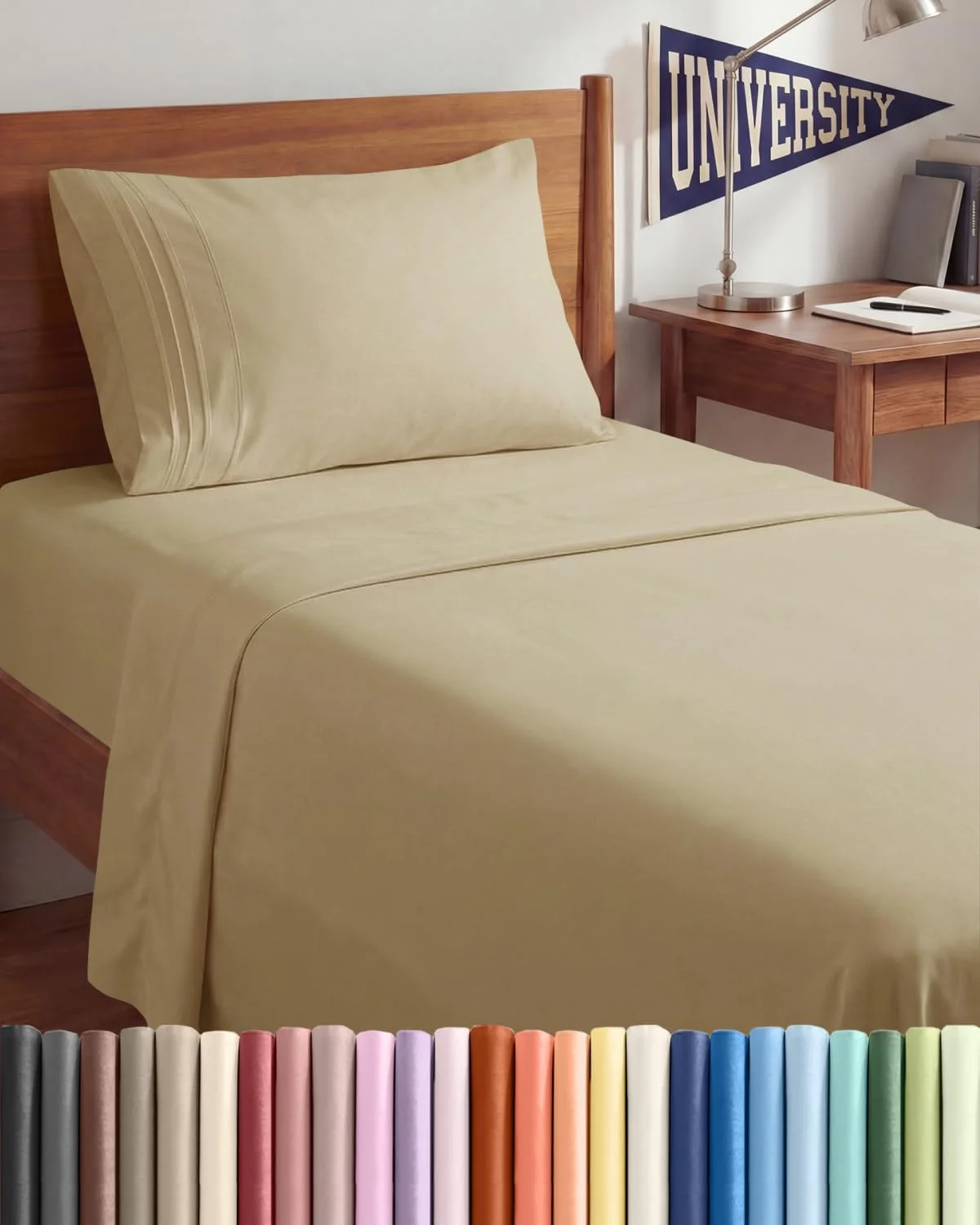 Juego de sábanas Twin XL 3 piezas CGK Unlimited microfibra beige