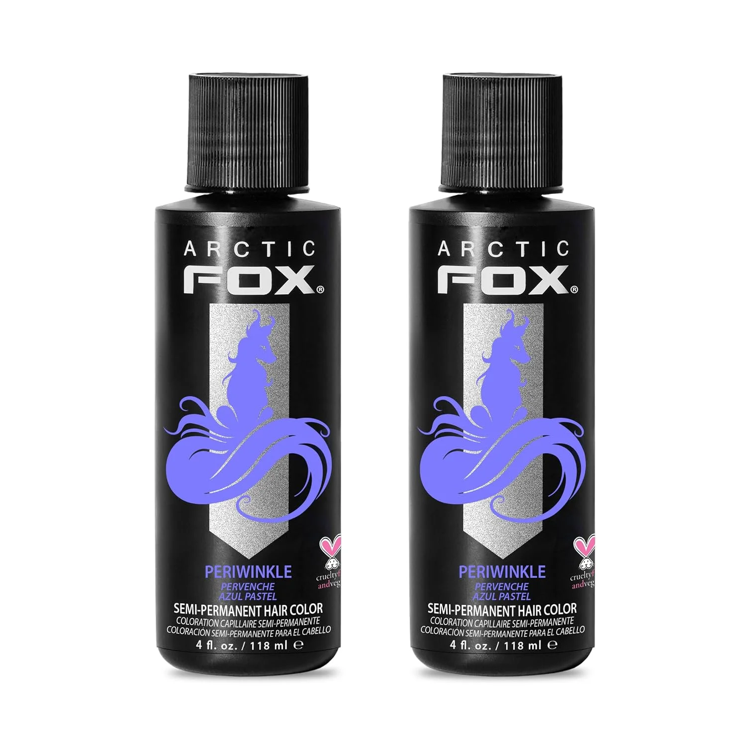 ARCTIC FOX Semi-Permanent Hair Dye - Periwinkle Blue, Vegan - 2 x 4 oz