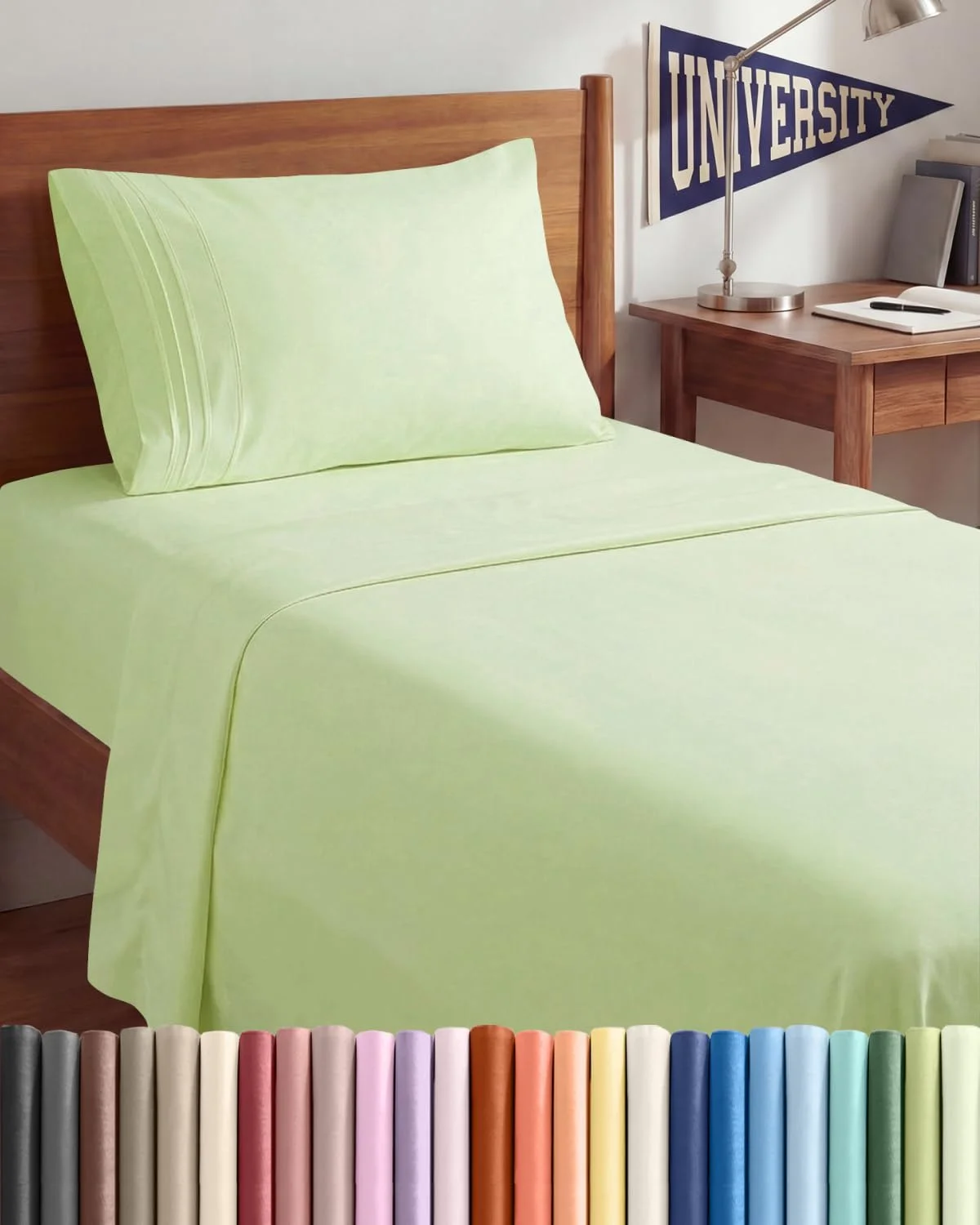 Juego de sábanas Twin XL 3 piezas Cgk unlimited microfibra verde salvia