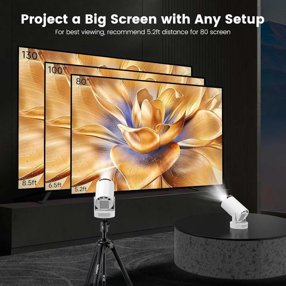 Mini proyector portátil HY300 ULTRA con soporte 4K, Bluetooth 5.4, Android 11 y rotación de proyección de 210°