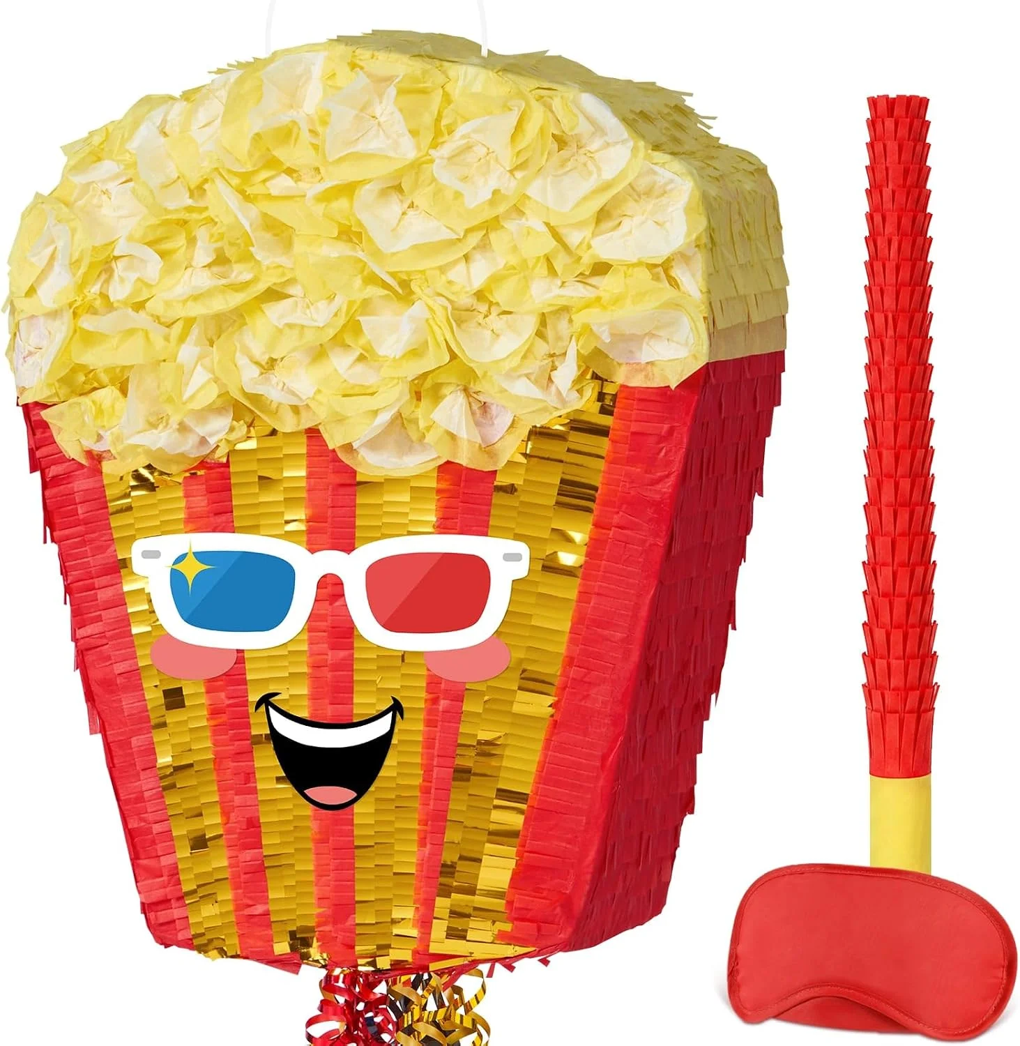 Piñata Palomitas WERNNSAI con Cuerda de Tracción, Bastón y Antifaz