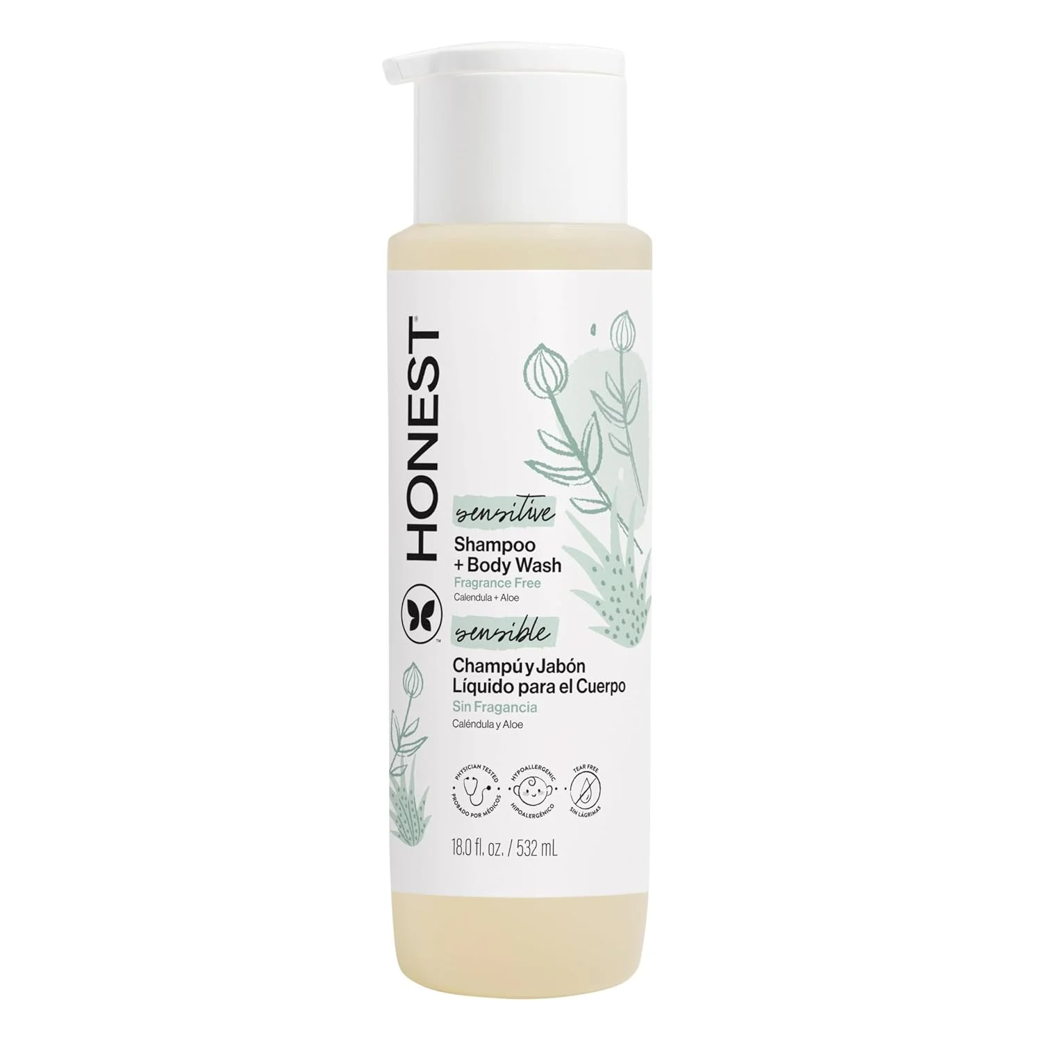 Gel de ducha The Honest Company 2 en 1 sin lágrimas 532 ml