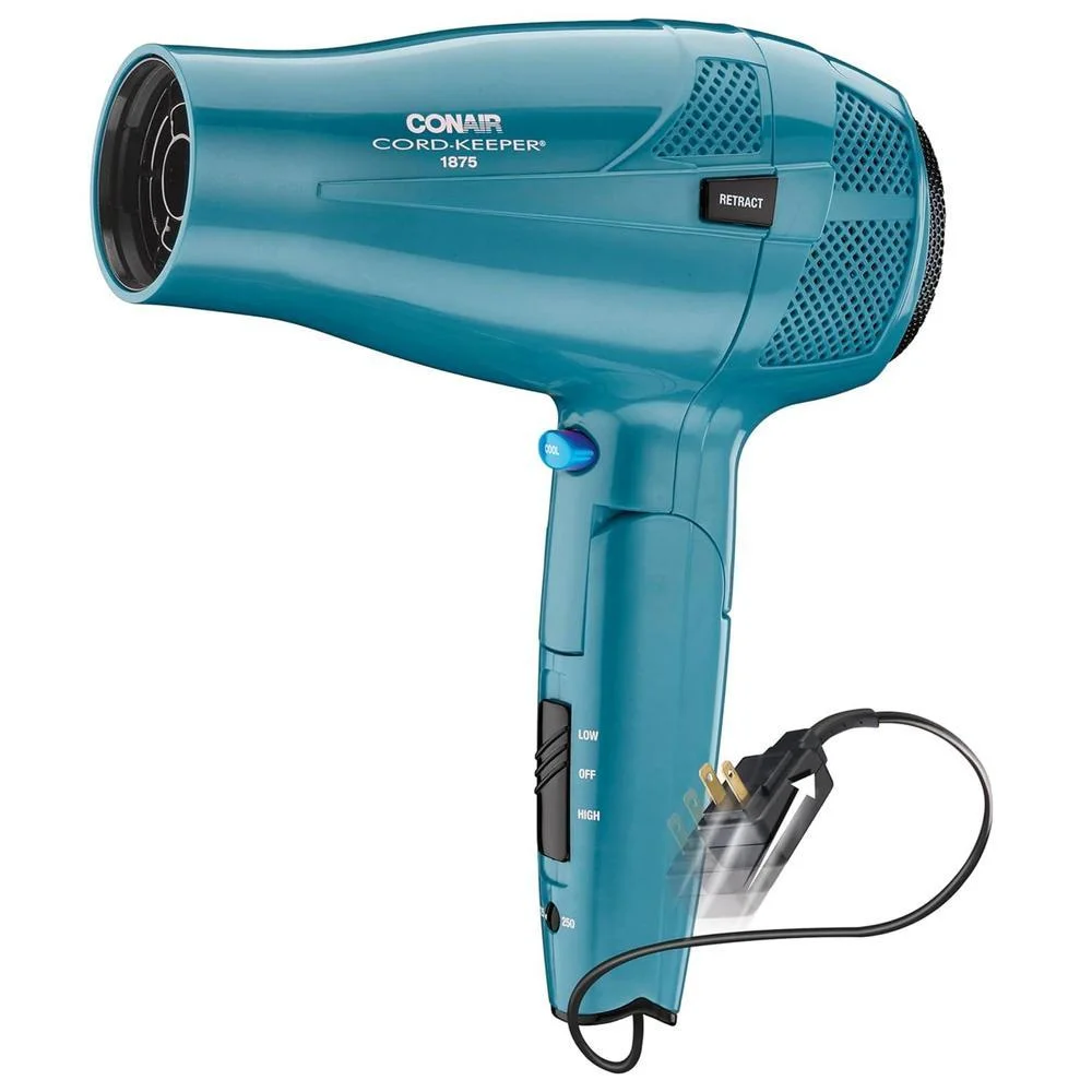 Secadora de cabello Conair Travel 1875W con mango plegable azul