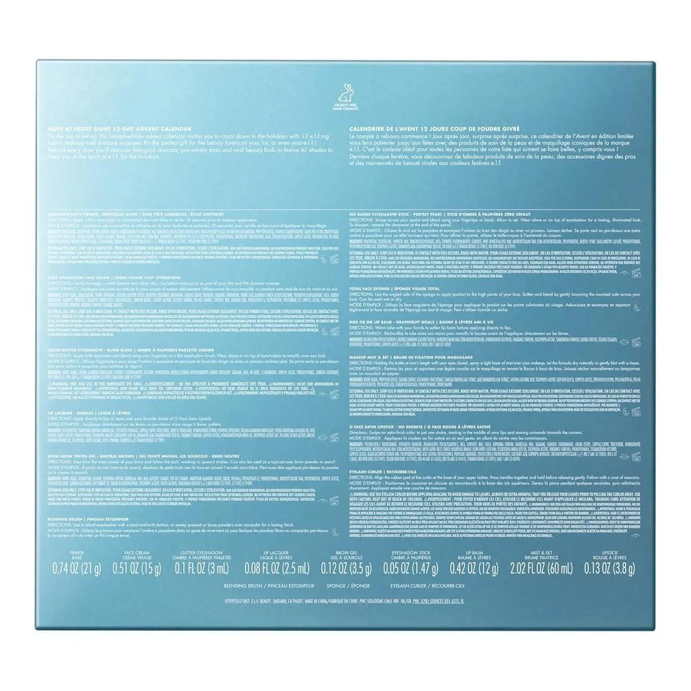 e.l.f. Love at Frost Sight Calendario de Adviento de 12 días 2025 con productos de maquillaje y cuidado de la piel veganos