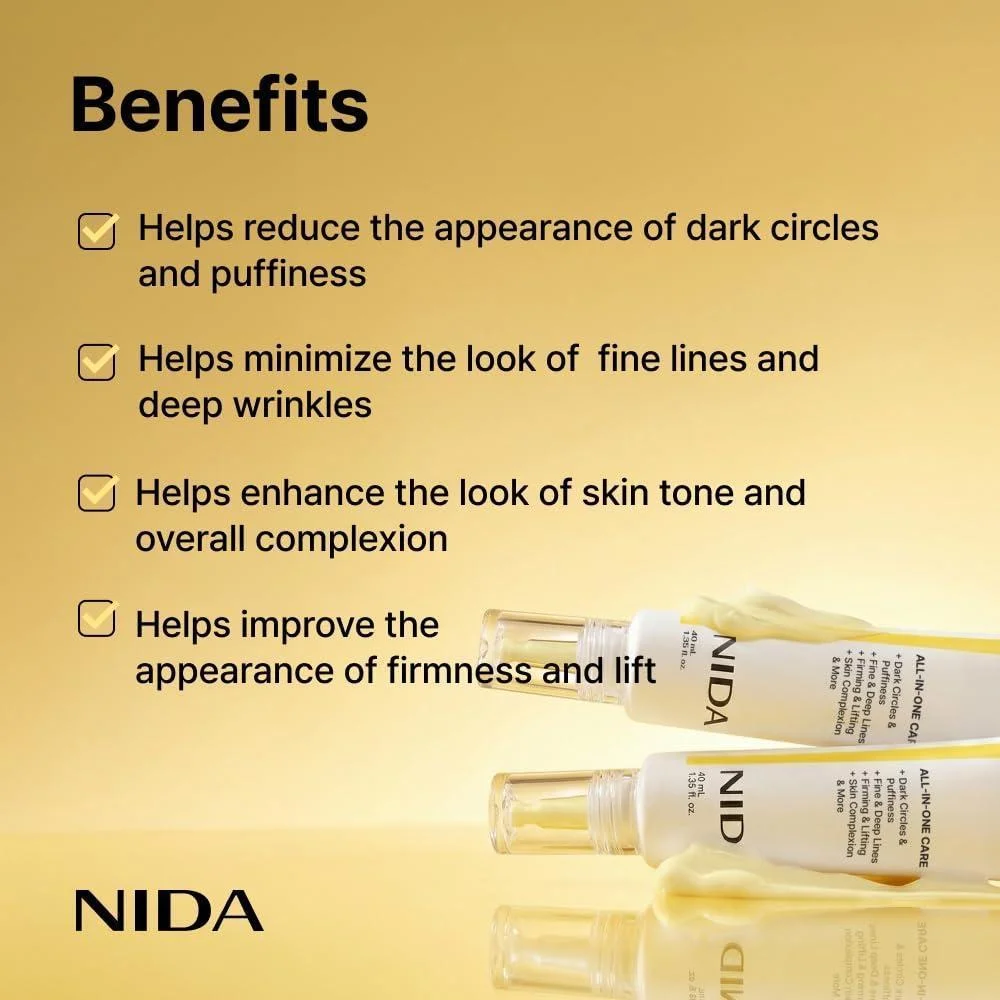 NIDA Revive Crema De Ojos Para Cara Y Cuello Con Probióticos Retinal Complejo De Péptidos Y Bakuchiol 40ml