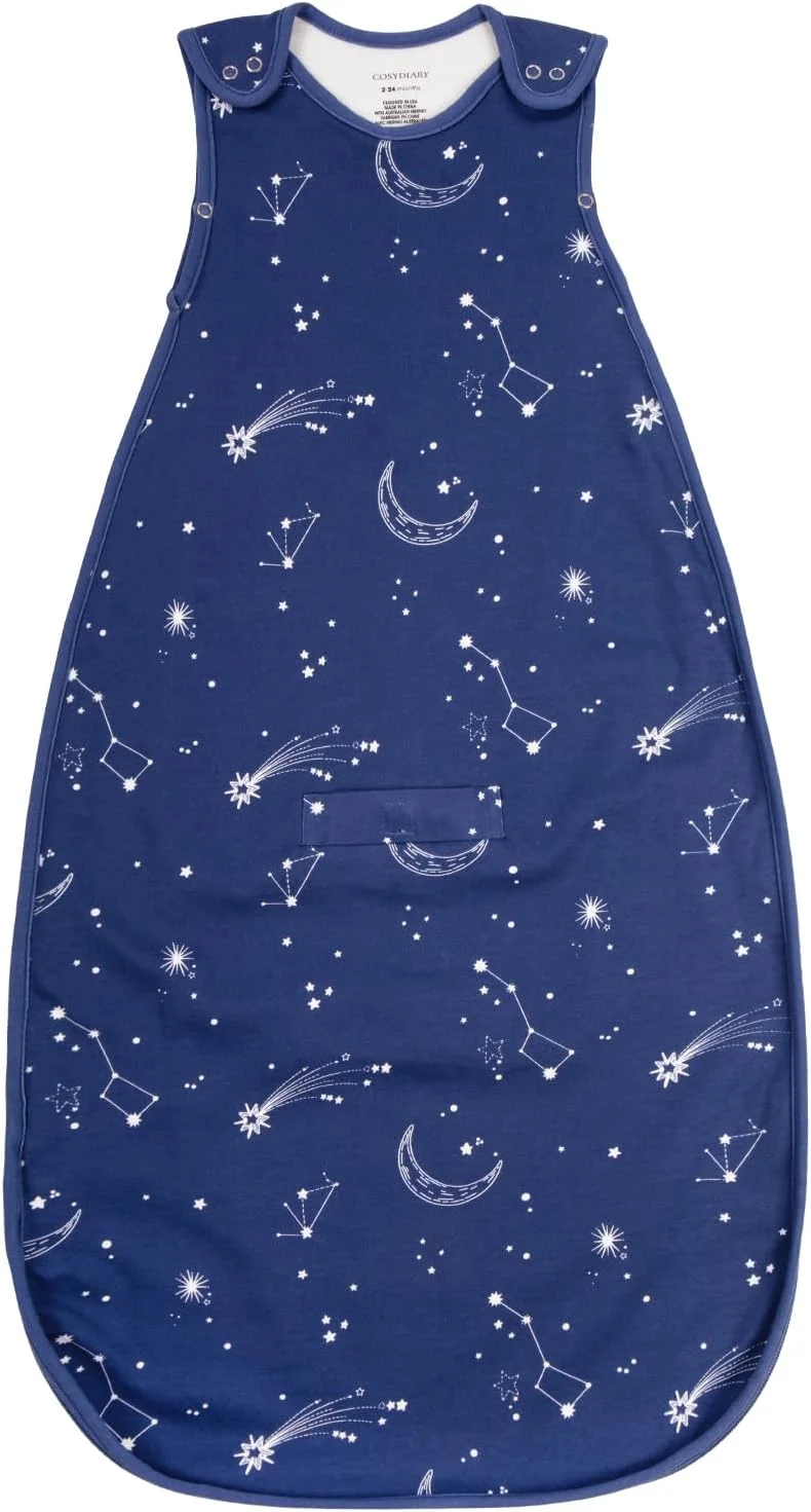 CosyDiary Merino Wool & Cotton Sleep Sack for 2-4t 2-Way Zipper Adjustable Universal Size Baby Sleeping Bag for Toddler