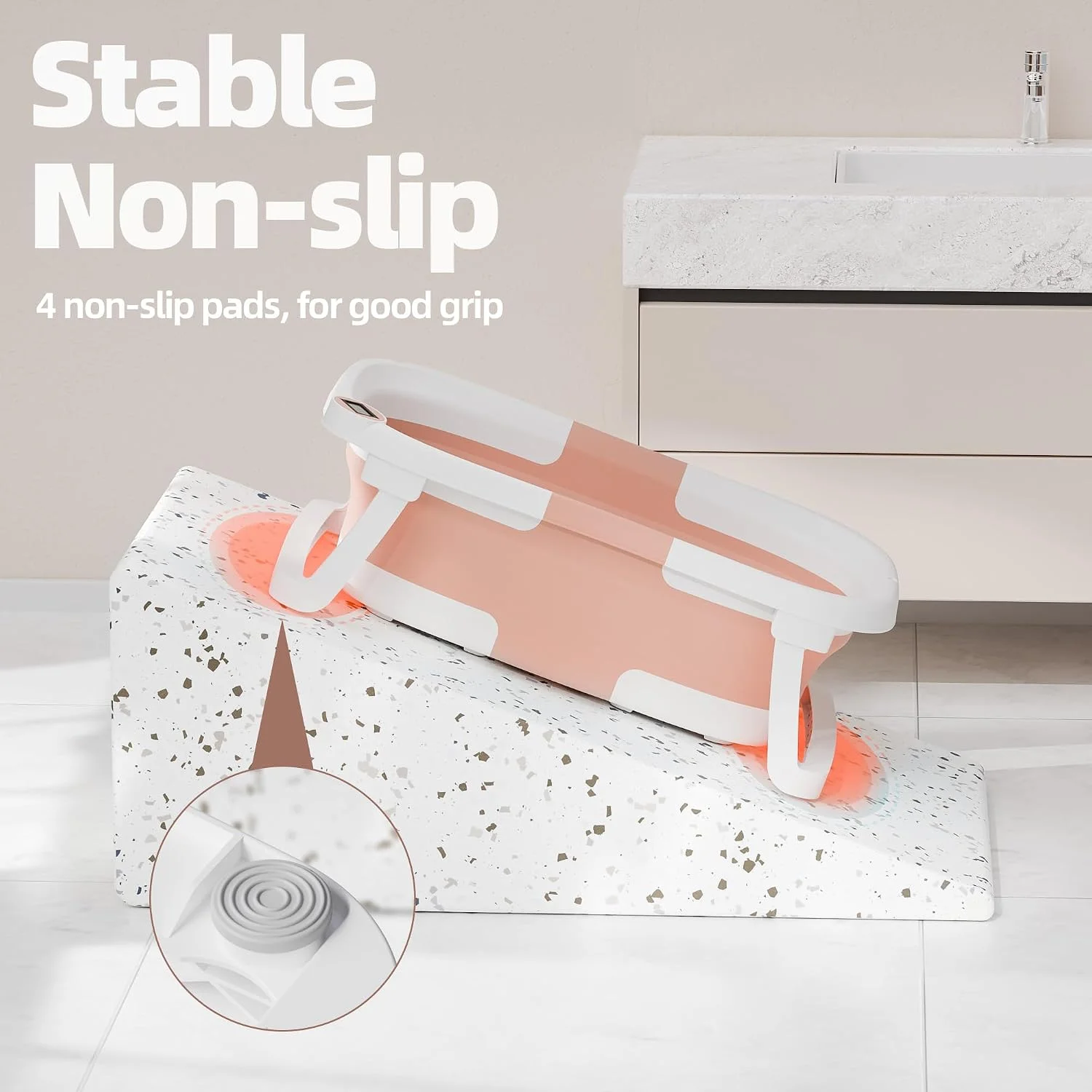 iBabyMax Bañera Plegable para Bebé con Termómetro 0 a 36 Meses Rosada