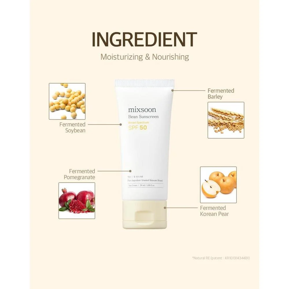 Mixsoon Protector Solar Coreano SPF 50, Textura Ligera y Aireada, Sin Fundición Blanca, Apto para Maquillaje y Uso Diario