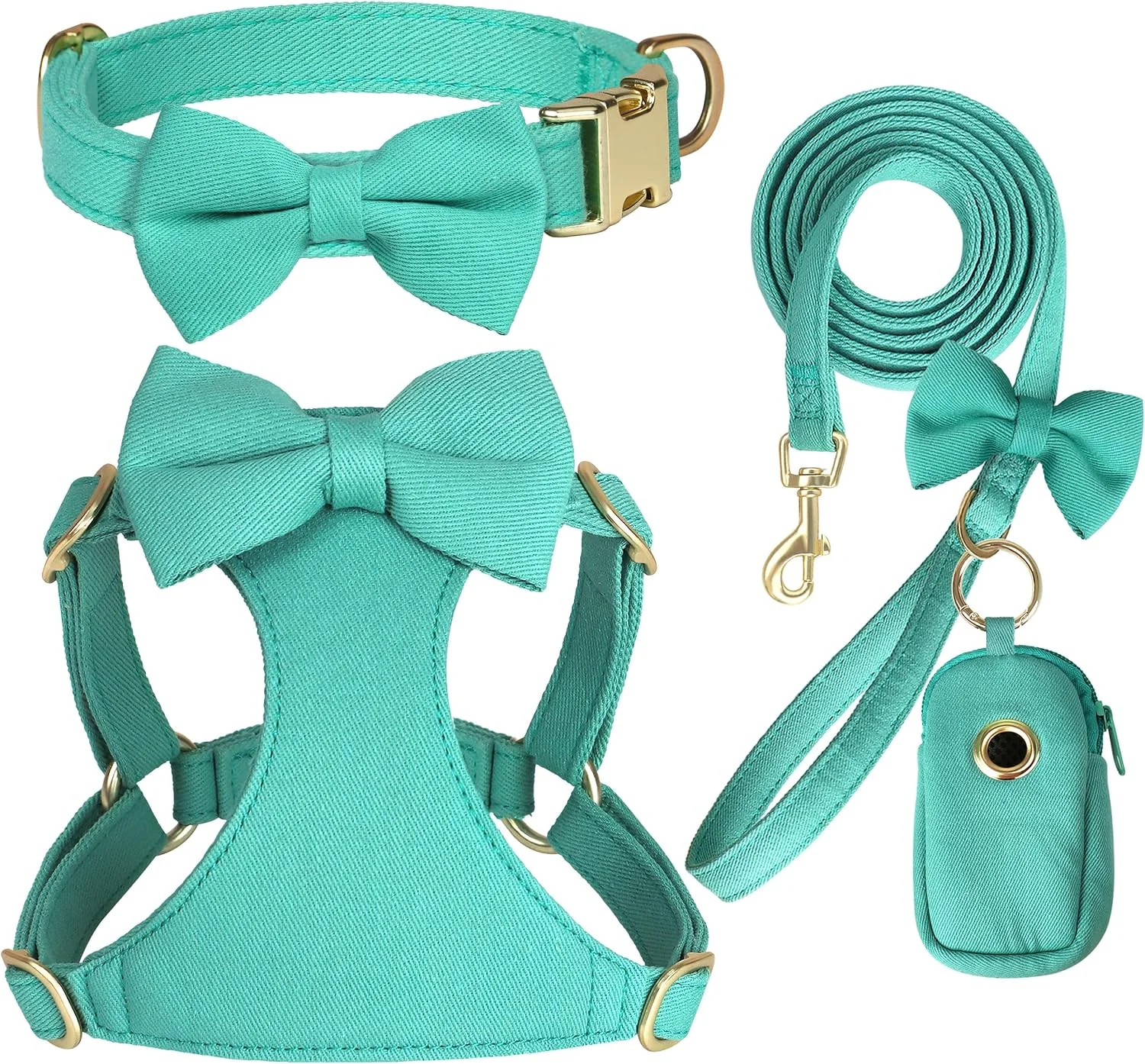 Arnés para perro pequeño Beirui con collar y correa, verde, talla XS
