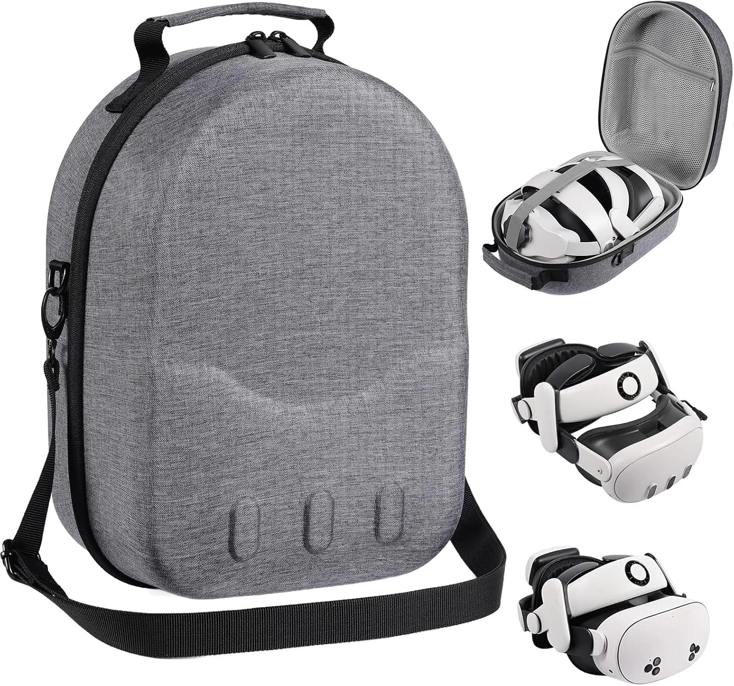 Estuche de transporte para Meta Quest 3/3S con almacenamiento para accesorios gris