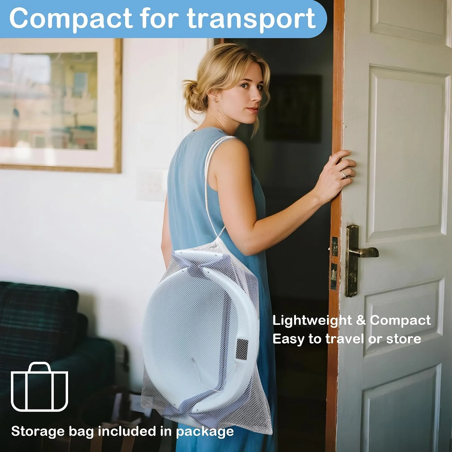 Spluvvly Bañera Plegable Grande para Bebé con Termómetro y Cojín Azul