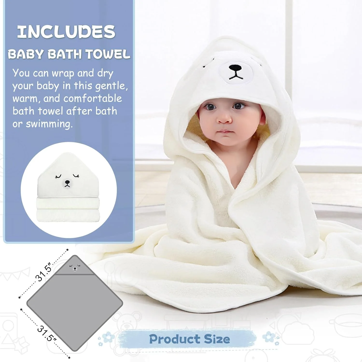 MoreFeel Bañera Plegable para Bebé con Termómetro Toalla y Cojín Modelo 2