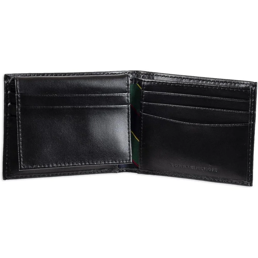Tommy Hilfiger Cartera Passcase para hombre con diseño bifold slim y ventana ID removible, hecha de cuero de alta calidad