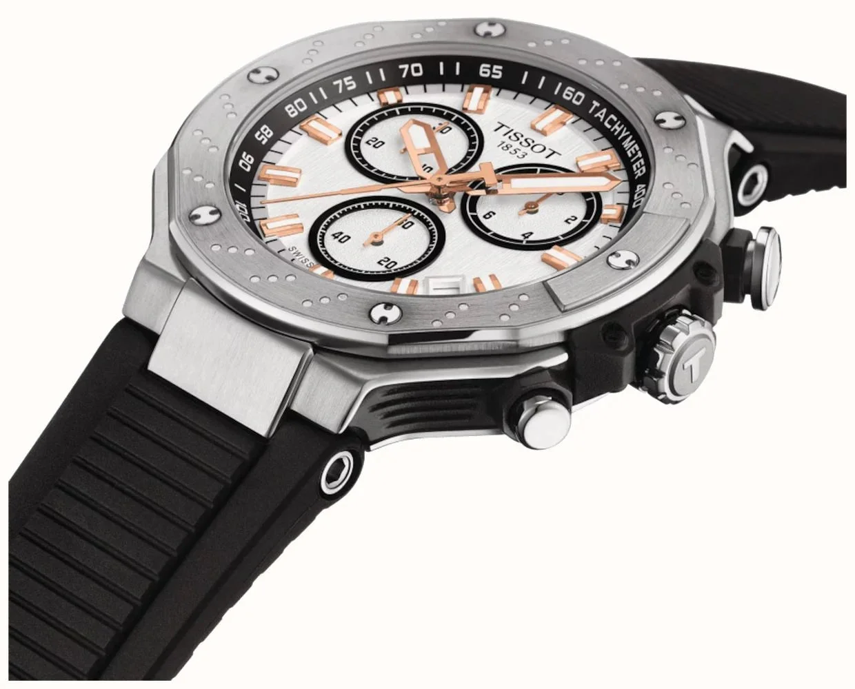 Tissot T-Race Reloj Cronógrafo 45 mm Esfera Blanca Correa Negra T141.417.17.011.00