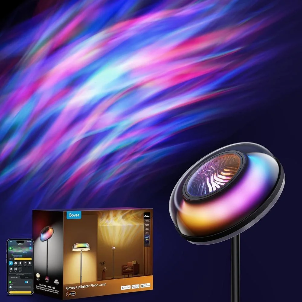 Lámpara de pie Govee Uplighter RGBIC con proyector de ondas