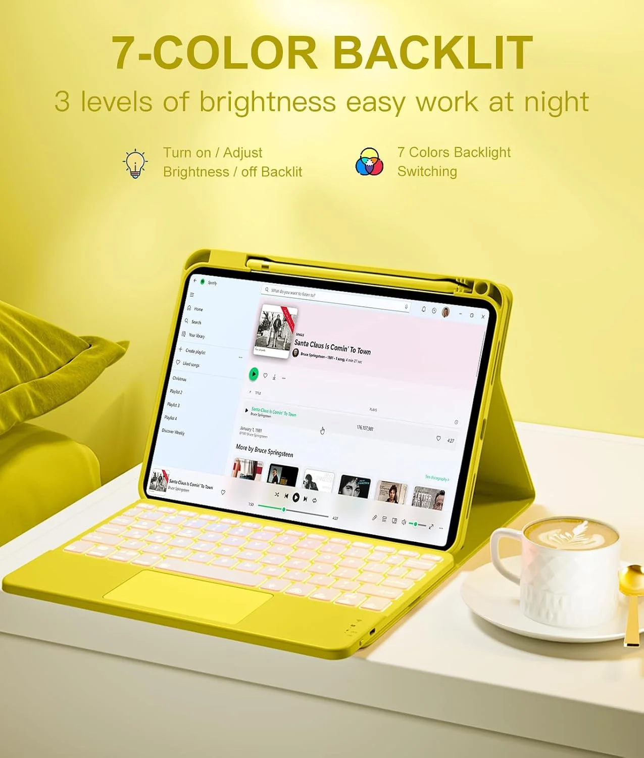 Funda con Teclado Harvopu para iPad 11" (A16) / iPad 10.ª Gen - Amarillo