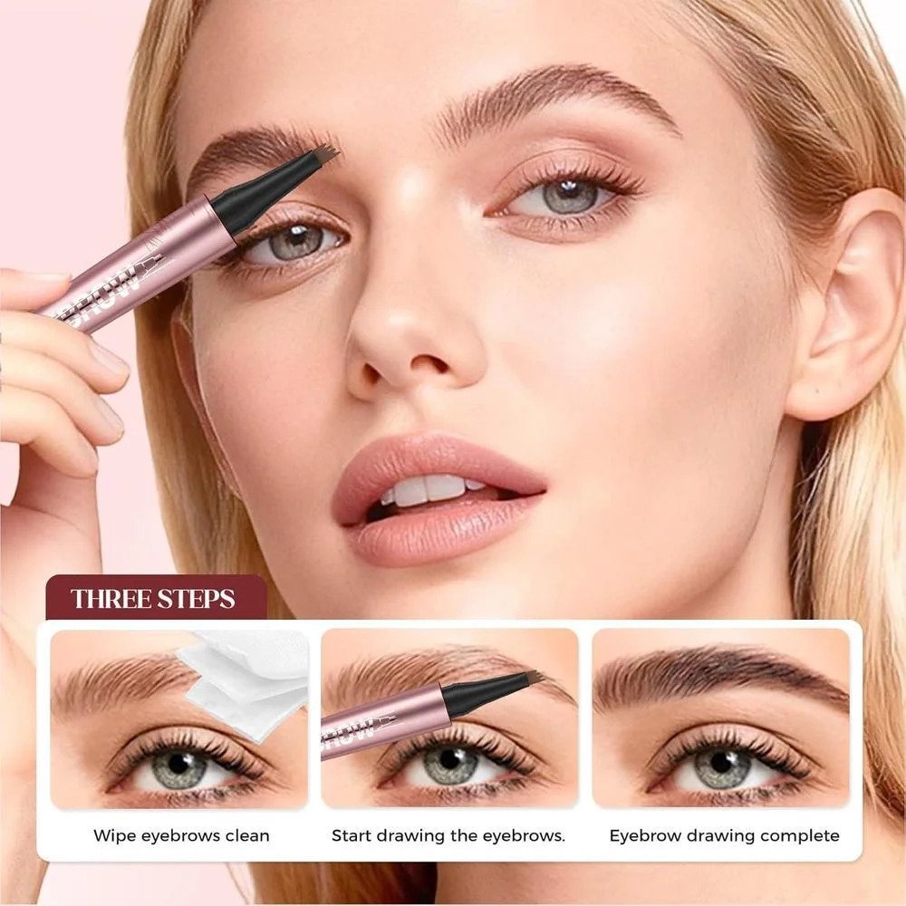Lápiz De Cejas 3d Microblading De 4 Puntas Resistente Al Agua Larga Duración Para Trazos Finos Y Look Natural