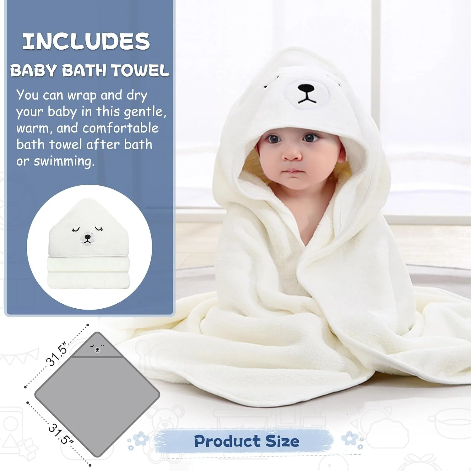 MoreFeel Bañera Plegable para Bebé con Termómetro Toalla y Cojín Modelo 6