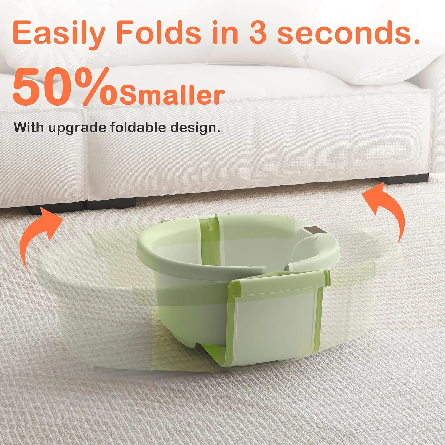 Spluvvly Bañera Plegable Grande para Bebé con Termómetro y Cojín Verde