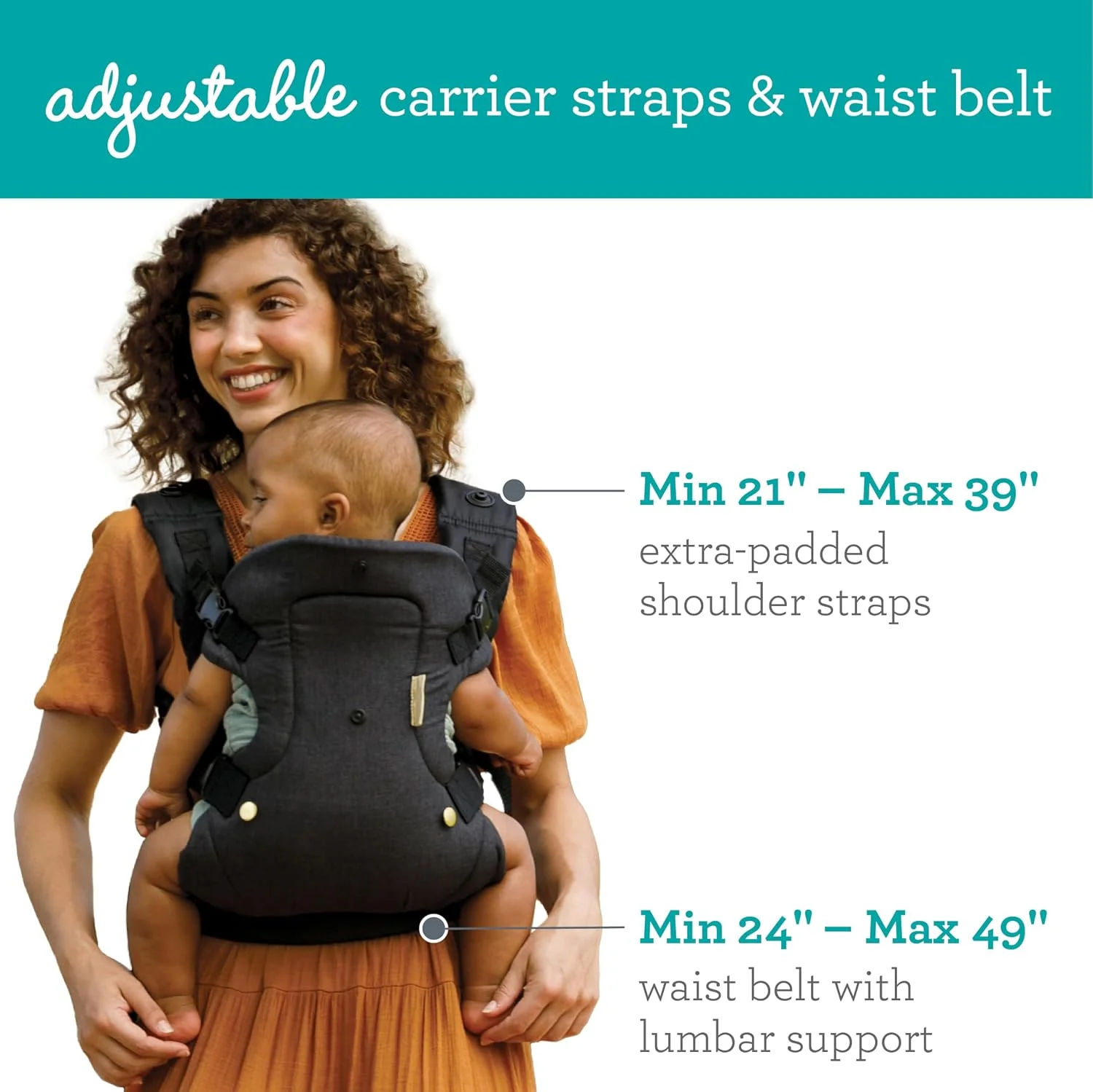 Infantino Flip 4 en 1 Portabebés con Bolso Pañalero Negro y Dorado