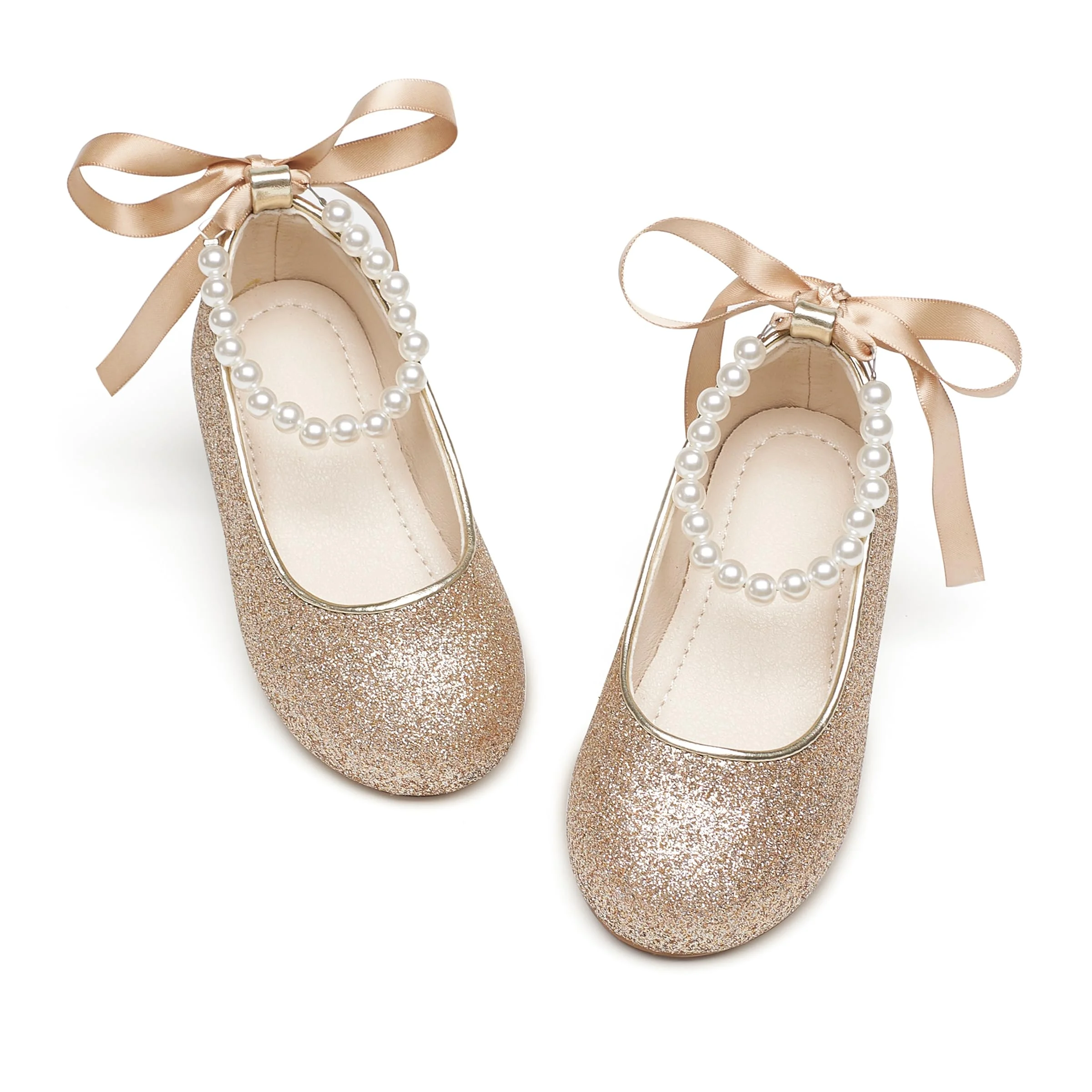 Zapatos de ballet Phiramin para niña con correa de perla