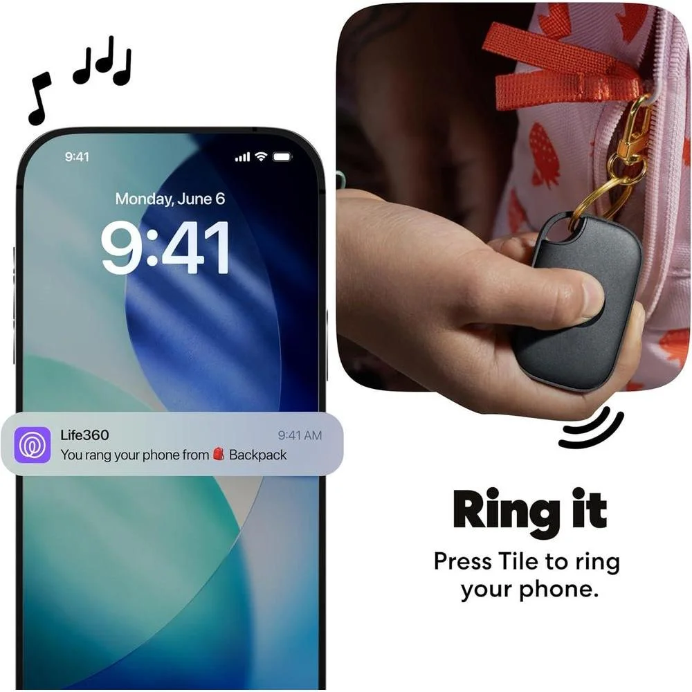 Tile Pro de Life360 - Rastreador Bluetooth potente y buscador de llaves/artículos, compatible con iOS y Android, paquete de 4 colores negros/blancos