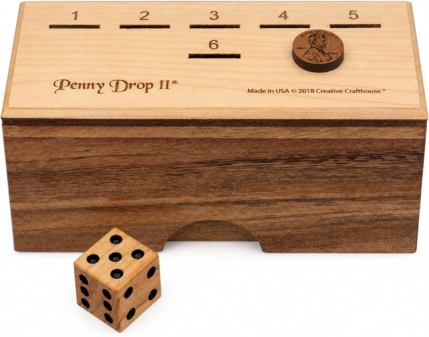 Juego de mesa Penny Drop II caja de madera de arce Creative Crafthouse