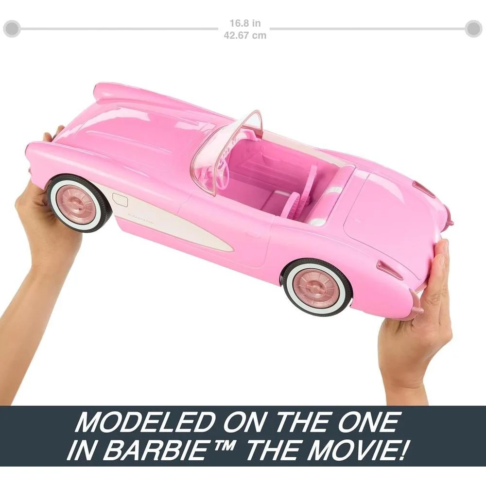 Barbie Hot Wheels RC Corvette de la Película, Coche de Juguete a Control Remoto de Función Completa para 2 Muñecas