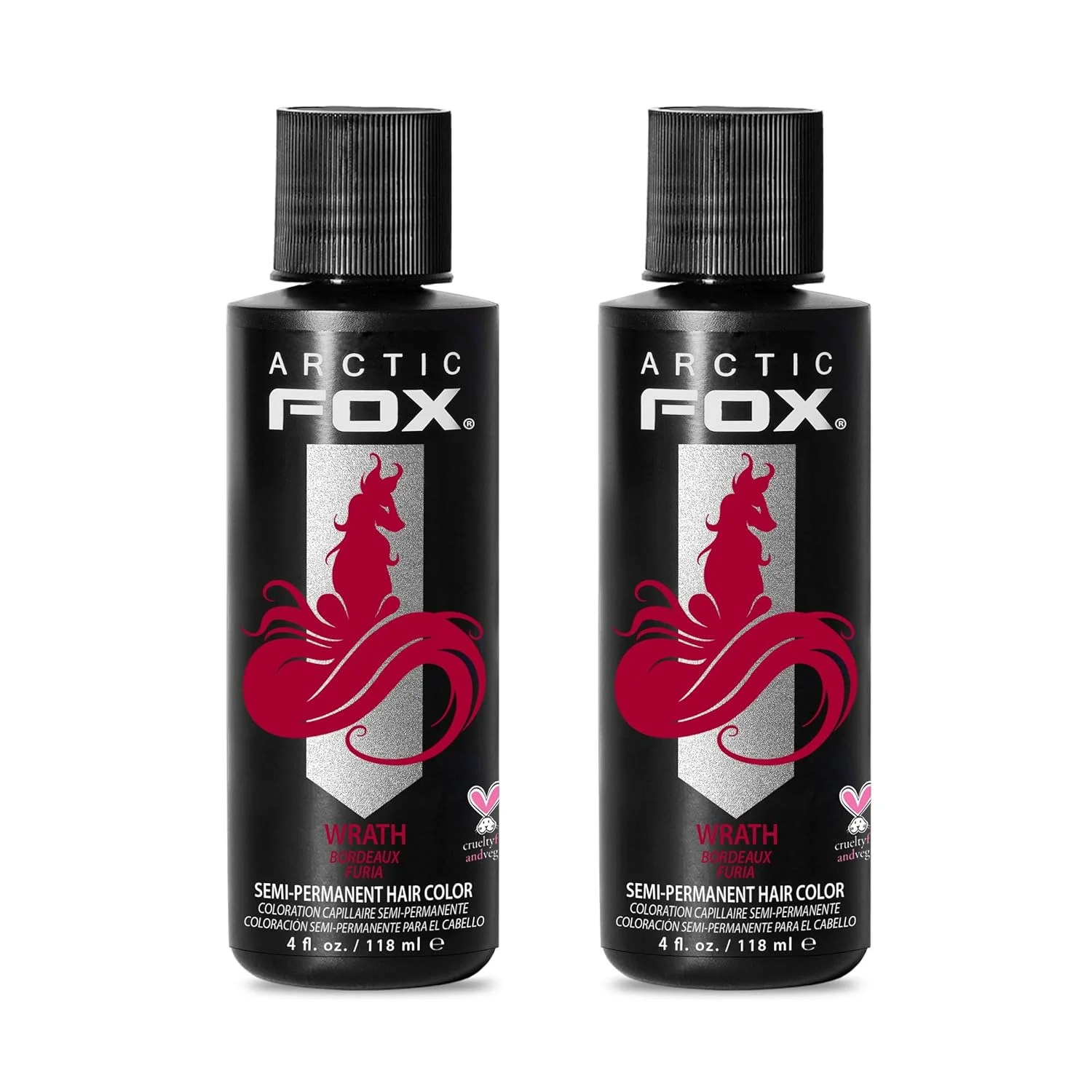 ARCTIC FOX Semi-Permanent Hair Dye WRATH - Vegan Ammonia-Free - 2 x 4 fl oz