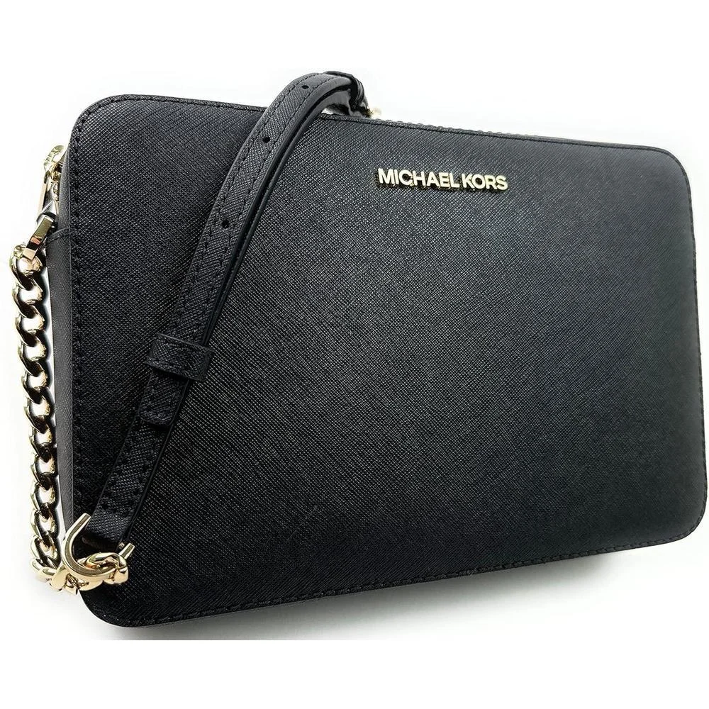 Michael Kors Bolso cruzado Jet Set para mujer con cierre superior de piel Saffiano y correa ajustable