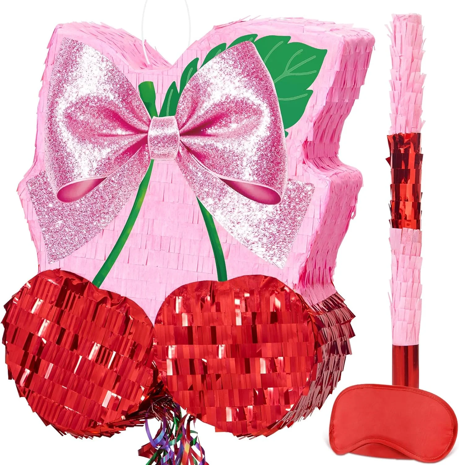 Piñata cereza con moño rosa WERNNSAI para fiestas