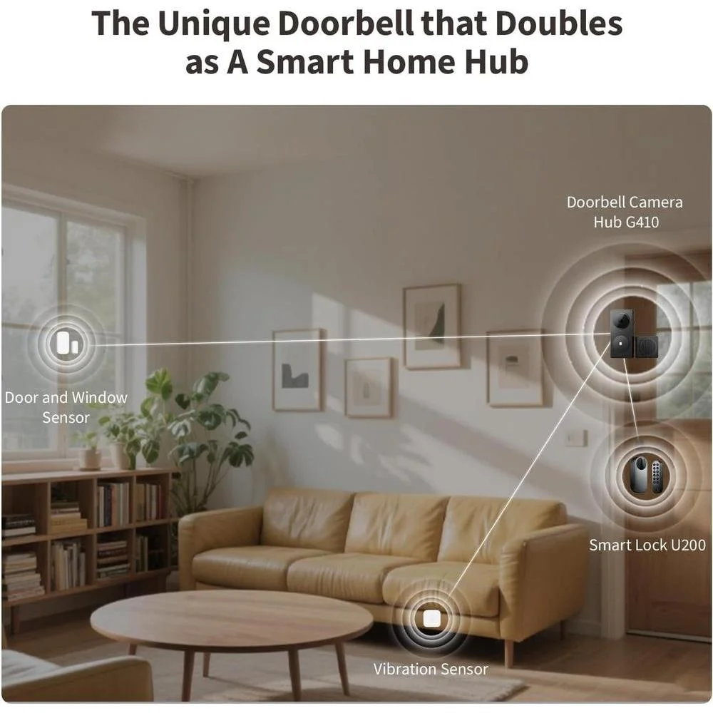 Aqara Timbre Inteligente con Cámara G410 y Campanilla, Video Seguro HomeKit, Audio Bidireccional, Hub Matter Integrado