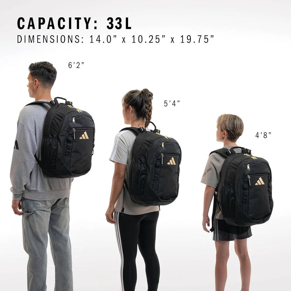 Mochila grande adidas Excel para hombres y mujeres, duradera para laptop y uso atlético