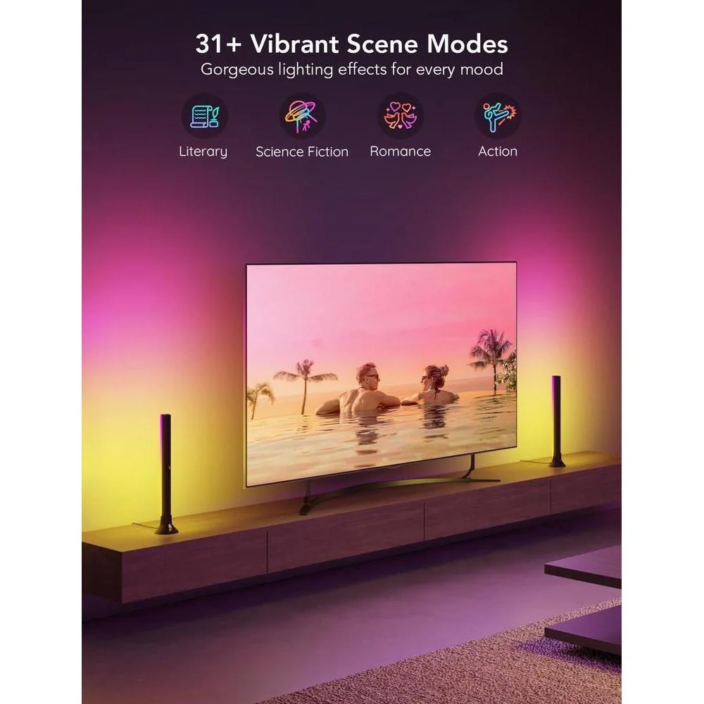 Barras de luz RGBIC con retroiluminación WiFi para TV de Govee, compatibles con Alexa y Google Assistant, múltiples opciones de colocación
